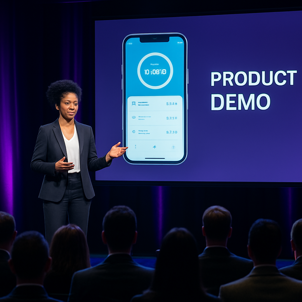 Founder pitching at Nodespace demo day